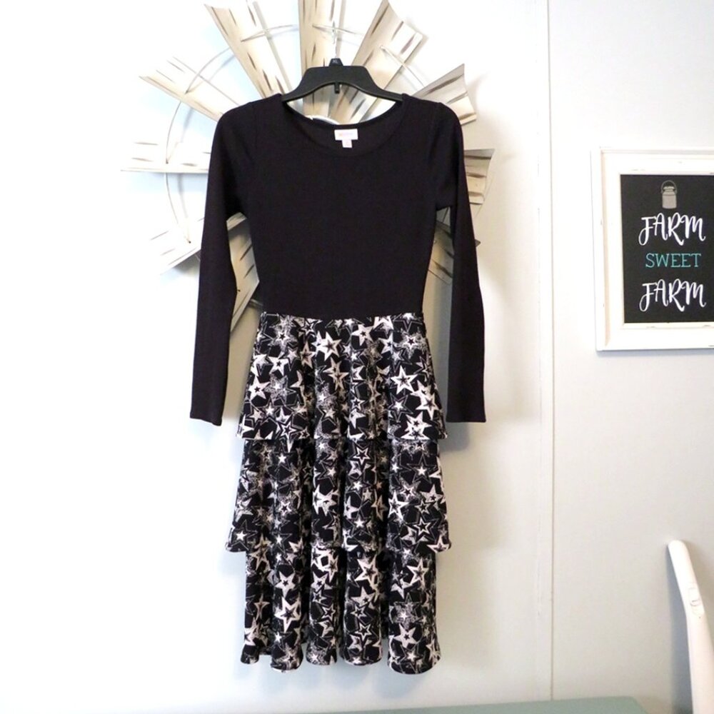 LulaRoe Georgia Dress Black with‎ White Stars Size XS (2-4)